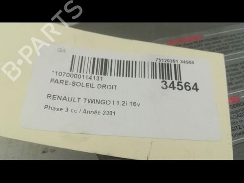 Used Right sun visor Right sun visor RENAULT TWINGO I (C06_) 1.2 16V (C06C, C06D, C06K) (75 hp) 9597973 9597973