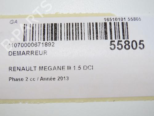 Motor arranque RENAULT MEGANE III Hatchback (BZ0/1_, B3_) 1.5 dCi (BZ09, BZ0D, BZ1W, BZ29, BZ14) (110 hp) 31242428
