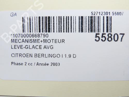 Front left window mechanism CITROËN BERLINGO / BERLINGO FIRST MPV (MF_, GJK_, GFK_) 1.9 D (MFWJZ) | BP29872336C22