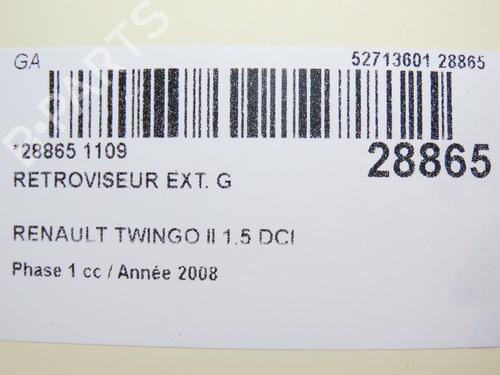 Bakspejl venstre RENAULT TWINGO II (CN0_) 1.5 dCi (CN0E) (64 hp) 28087344