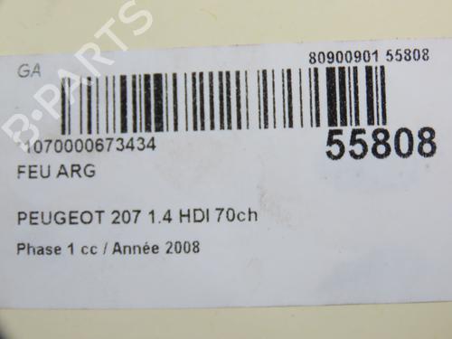 Used Left taillight PEUGEOT 207 (WA_, WC_) 1.4 HDi (68 hp) 31121259