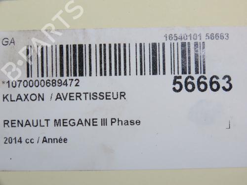 Horn RENAULT MEGANE III Hatchback (BZ0/1_, B3_) 1.2 TCe (BZ2B, BZ11) (116 hp) 30955787