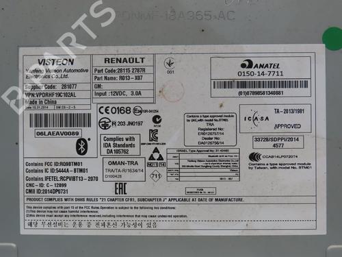Radio RENAULT TWINGO III (BCM_, BCA_) 0.9 TCe 90 (BCM9, BCM2) | BP19668657E6 