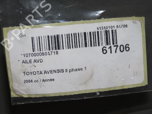 Used Right front fenders Right front fenders TOYOTA AVENSIS (_T25_) 2.0 D-4D (CDT250_, CDT250R) (116 hp) 40205512 40205512
