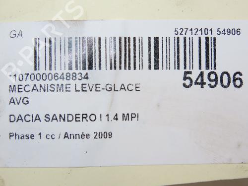 Used Front left window mechanism DACIA SANDERO 1.4 MPI LPG (72 hp) 28831097