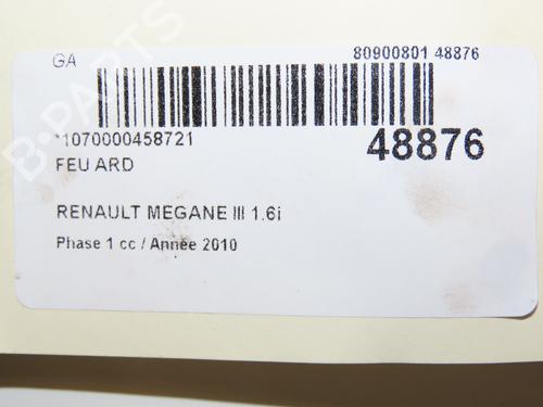 Right taillight RENAULT MEGANE III Hatchback (BZ0/1_, B3_) 1.6 16V Hi-Flex (BZ03) | BP28969525C35