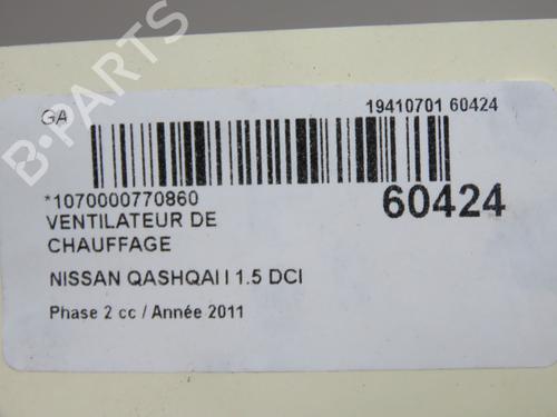 Varmeblæser Varmeblæser NISSAN QASHQAI I (J10, NJ10) 1.5 dCi (106 hp) 37225957 37225957