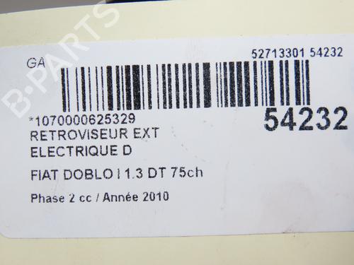 Right mirror FIAT DOBLO Box Body/MPV (223_) 1.3 D Multijet | BP28968668C27 