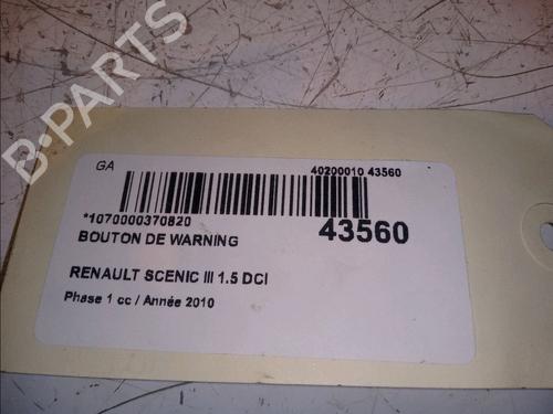 Used Warning switch RENAULT SCÉNIC III (JZ0/1_) 1.5 dCi (110 hp) 11100754