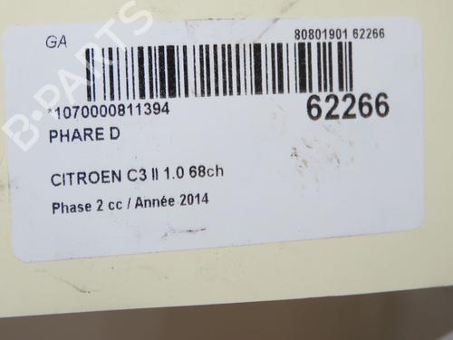 Used Right headlight Right headlight CITROËN C3 II (SC_) 1.0 VTi 68 (68 hp) 40518094 40518094
