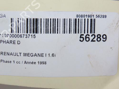 Used Right headlight RENAULT MEGANE I Coach (DA0/1_) 1.6 e (DA0F) (90 hp) 31155159