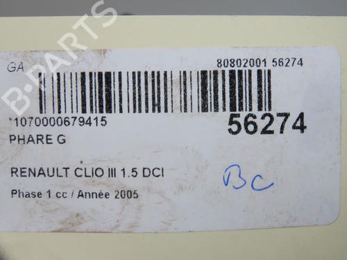 Left headlight RENAULT CLIO III (BR0/1, CR0/1) 1.5 dCi (C/BR0G, C/BR1G) | BP31179754C28 - Image 7