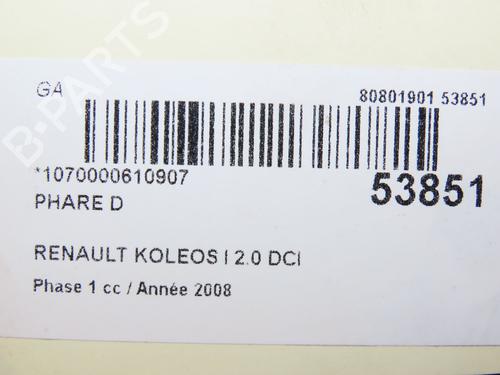 Used Right headlight RENAULT KOLEOS I (HY_) 2.0 dCi 4x4 (HY0K) (150 hp) 28832483