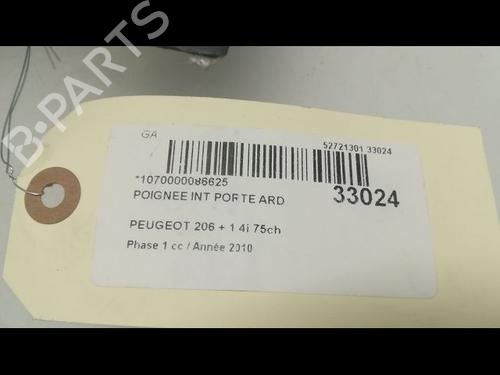 Used Rear right interior door handle Rear right interior door handle PEUGEOT 206+ (2L_, 2M_) 1.4 i (2LKFWA, 2MKFWA) (75 hp) 9596543 9596543