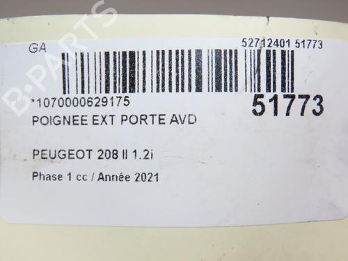 Front right exterior door handle PEUGEOT 208 II (UB_, UP_, UW_, UJ_) 1.2 PureTech 100 | BP28968536C129 
