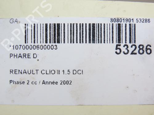 Right headlight RENAULT CLIO II (BB_, CB_) 1.5 dCi (B/CB08) | BP28969419C29 