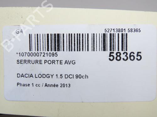Front left lock DACIA LODGY (JS_) 1.5 dCi (JSMC, JSAF) | BP36310574C98 - Image 5