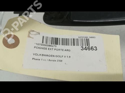 Venstre bak utvendig håndtak VW GOLF V (1K1) 1.9 TDI | BP9596508C130 