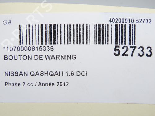 Warnblinkschalter für NISSAN QASHQAI I (J10, NJ10) 1.6 dCi (130 hp) 31120421