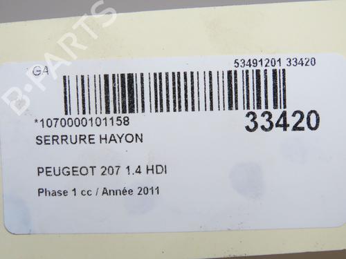 Used Tailgate lock Tailgate lock PEUGEOT 207 (WA_, WC_) 1.4 HDi (68 hp) 34408917 34408917