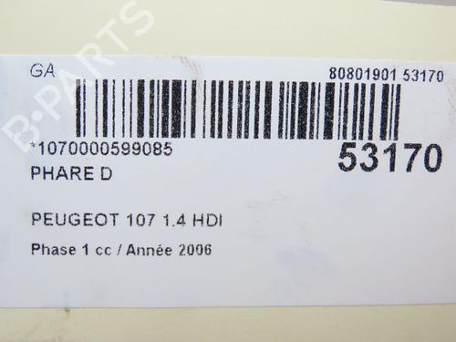 Right headlight PEUGEOT 107 (PM_, PN_) 1.4 HDi | BP28969417C29 
