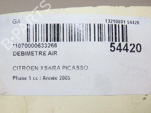 Used Mass air flow sensor CITROËN XSARA PICASSO (N68) 2.0 HDi (90 hp) 28177647