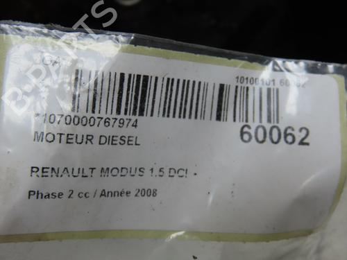 Used Engine Engine RENAULT MODUS / GRAND MODUS (F/JP0_) 1.5 dCi (JP0G, JP0H) (106 hp) 39937915 39937915
