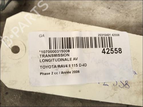Used Driveshaft TOYOTA RAV 4 II (_A2_) 2.0 D 4WD (CLA20_, CLA21_, CLA20R, CLA21R) (116 hp) 9617846