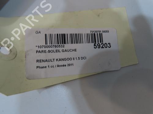 Pare-soleil gauche Pare-soleil gauche RENAULT KANGOO / GRAND KANGOO II (KW0/1_) 1.5 dCi 110 (KW0C, KW0H) (110 hp) 36495595 36495595
