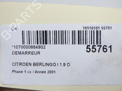 Used Starter Starter CITROËN BERLINGO / BERLINGO FIRST MPV (MF_, GJK_, GFK_) 1.9 D (MFWJZ) (70 hp) 33770344 33770344