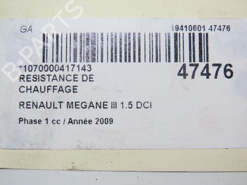 Used Heater resistor RENAULT MEGANE III Hatchback (BZ0/1_, B3_) 1.5 dCi (BZ09, BZ0D, BZ1W, BZ29, BZ14) (110 hp) 28829294