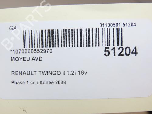 Used Left front steering knuckle Left front steering knuckle RENAULT TWINGO II (CN0_) 1.2 16V (CN0K, CN0V, CN0A) (76 hp) 19319476 19319476