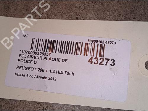 Licence plate light PEUGEOT 206+ (2L_, 2M_) 1.4 HDi eco 70 | BP14880598I40 