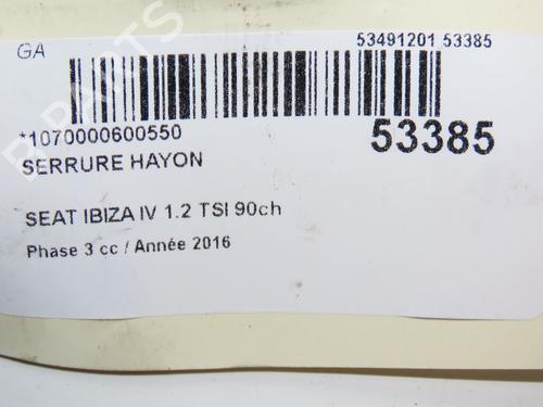 Used Tailgate lock SEAT IBIZA IV (6J5, 6P1) 1.2 TSI (90 hp) 28832238