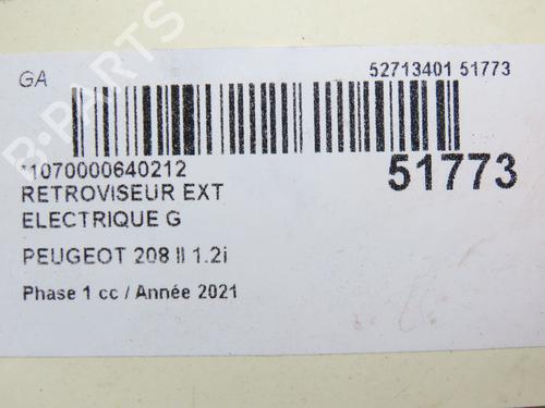 Left mirror PEUGEOT 208 II (UB_, UP_, UW_, UJ_) 1.2 PureTech 100 | BP28831441C26 