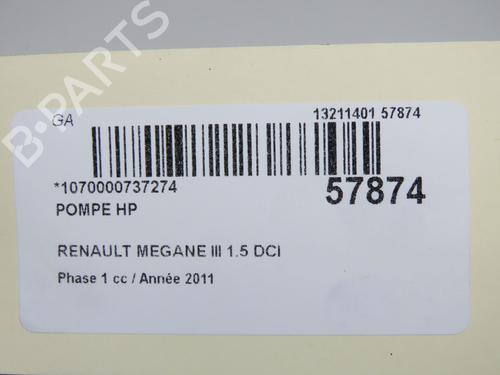 Used Injection pump Injection pump RENAULT MEGANE III Grandtour (KZ0/1) 1.5 dCi (KZ09, KZ0D, KZ1G, KZ29, KZ14, KZ1W, KZ10, KZ1F,... (110 hp) 33477510 33477510