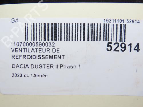 Køleventilator elektrisk DACIA DUSTER (HM_) 1.3 TCe 150 (HMM3) (150 hp) 28829201