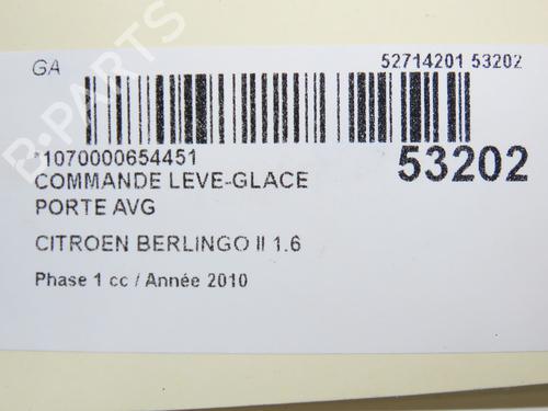 Used Left front window switch CITROËN BERLINGO Box Body/MPV (B9) 1.6 HDi 75 (75 hp) 30714719