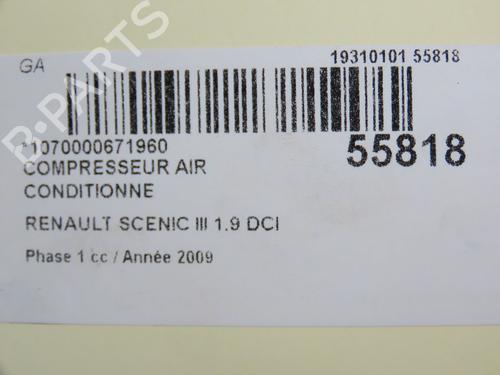 Used AC compressor RENAULT SCÉNIC III (JZ0/1_) 1.9 dCi (JZ0J, JZ1J, JZ1K, JZ1S) (131 hp) 30916885