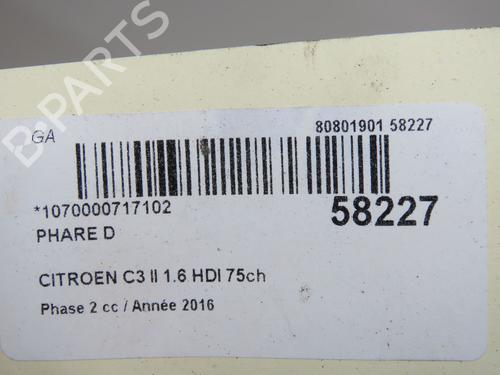 Used Right headlight Right headlight CITROËN C3 II (SC_) 1.6 BlueHDi 75 (75 hp) 33860712 33860712