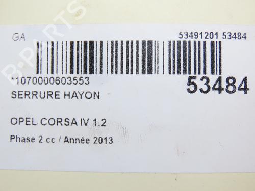 Used Tailgate lock OPEL CORSA D (S07) 1.2 (L08, L68) (86 hp) 28832242