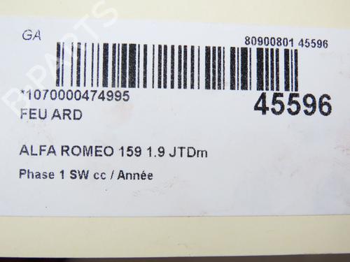 Fanale posteriore destro ALFA ROMEO 159 Sportwagon (939_) 1.9 JTDM 8V (939BXE1B) (120 hp) 31121217
