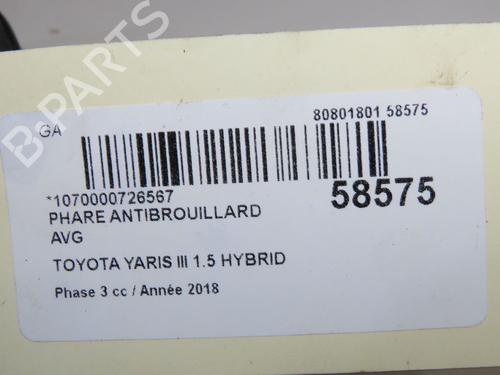 Venstre Fortil Tågelygte Venstre Fortil Tågelygte TOYOTA YARIS (_P13_) 1.5 Hybrid (NHP130_) (101 hp) 37275941 37275941