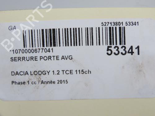 Front left lock DACIA LODGY (JS_) 1.2 TCe (JSAY, JSM0) | BP33188206C98 - Image 5
