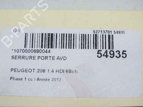 Højre fortil lås PEUGEOT 208 I (CA_, CC_) 1.4 HDi (68 hp) 31274417