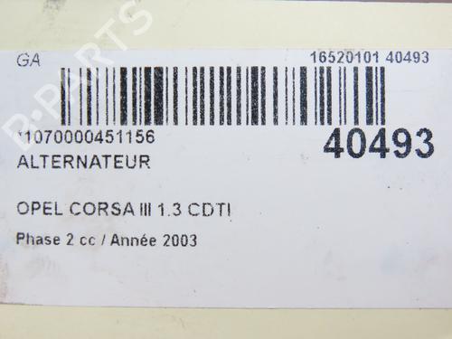 Used Alternator OPEL CORSA C (X01) 1.3 CDTI (F08, F68) (70 hp) 28829054