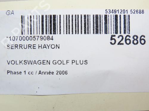Used Tailgate lock VW GOLF PLUS V (5M1, 521) 1.9 TDI (105 hp) 28832231