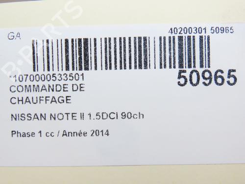 Commande Chauffage NISSAN NOTE (E12) 1.5 dCi | BP23098679I5