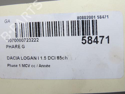 Left headlight DACIA LOGAN MCV (KS_) 1.5 dCi (KS0W) | BP33998926C28  - Image 5