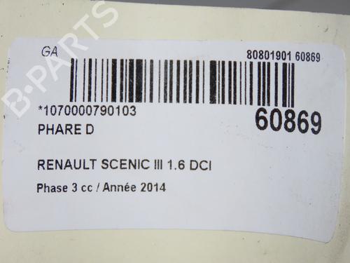 Used Right headlight Right headlight RENAULT SCÉNIC III (JZ0/1_) 1.6 dCi (JZ00, JZ12) (130 hp) 40050888 40050888